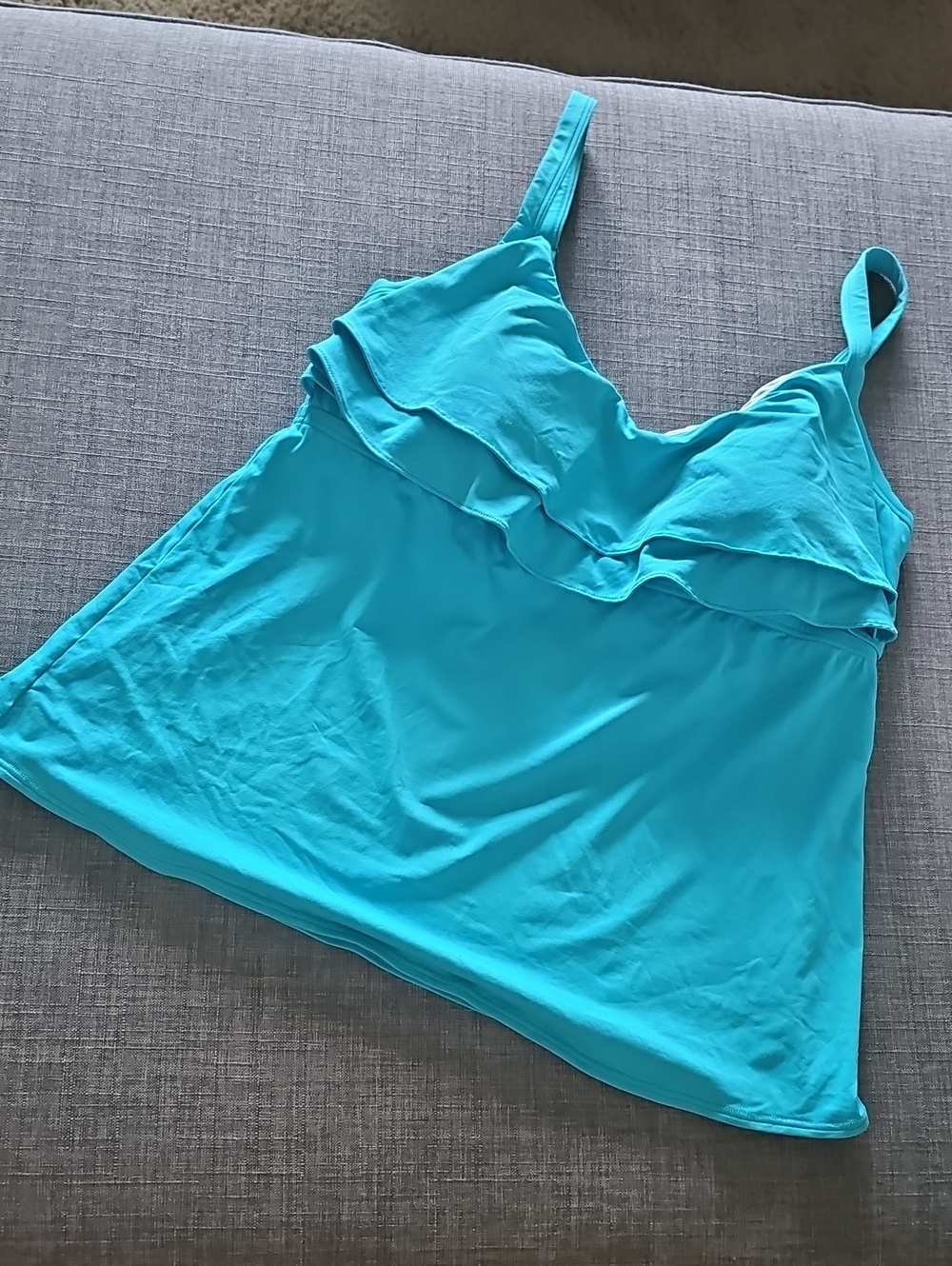 Coco Reef Bright Turquoise Ruffle Swim Top